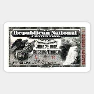 1892 Republican Convention Ticket Sticker